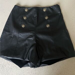 Zara Black High Waist Shorts with Button Accents